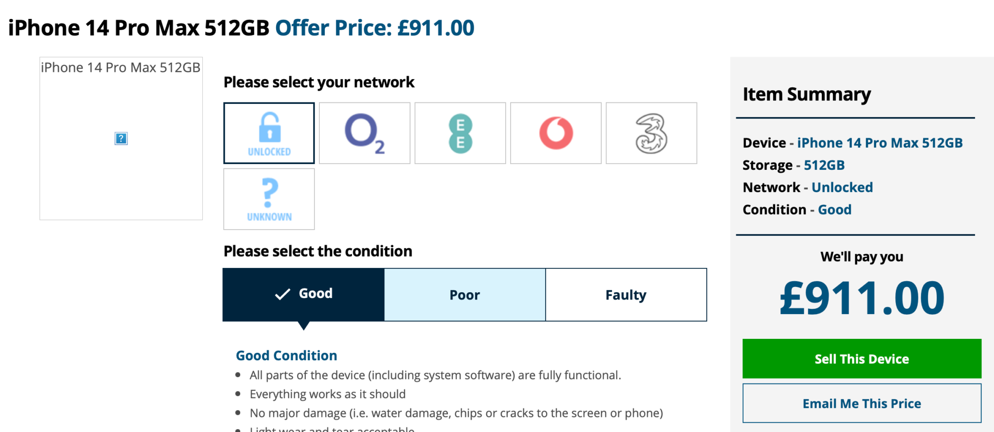MusicMagpie offer price screen